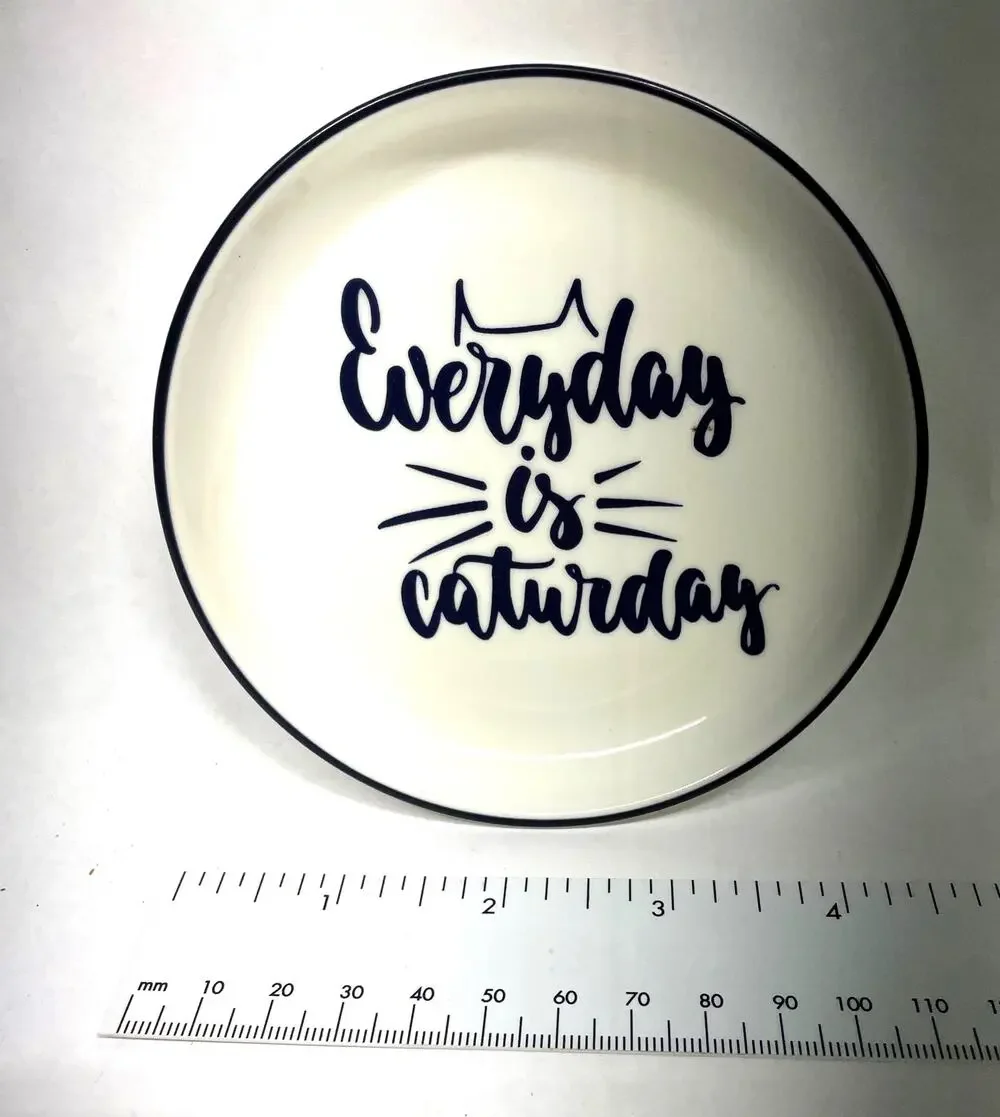 Cat Lady Box Dish - Everyday is Caturday Trinket, Desk Dish Plate Ceramic 4.5